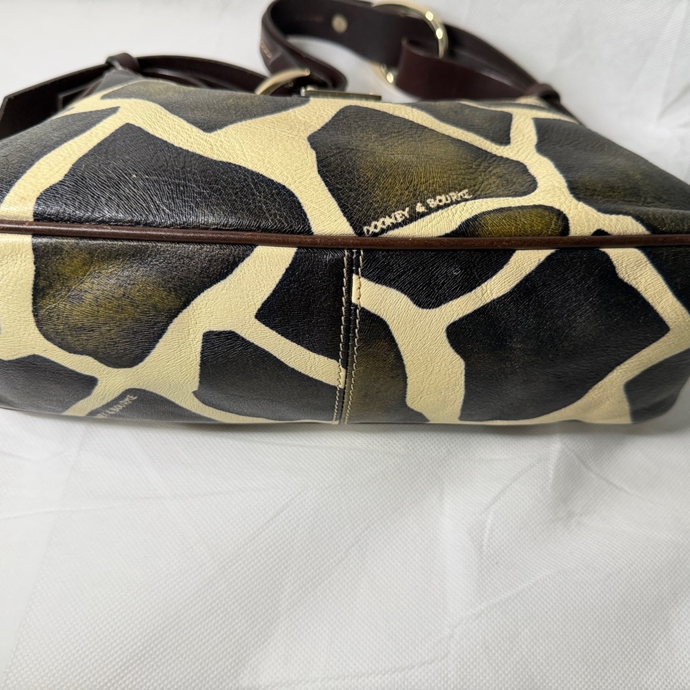 Dooney & Bourke Brown and Cream Giraffe-Print Leather Shoulder Bag - Picture 8 of 15